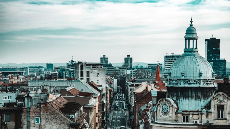 city, architecture, overview, sky, clouds, roofs, 4k