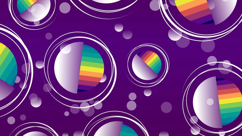 balls, circles, rainbow, colorful, pattern, 4k