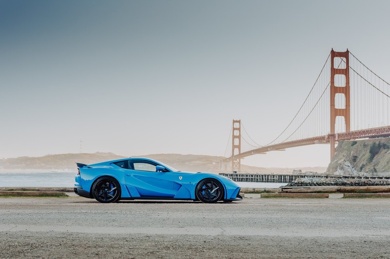 Ferrari, Golden Gate Bridge, blue cars, car, vehicle, Ferrari 812