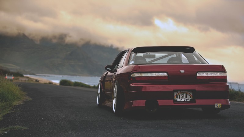 Nissan, car, Silvia, red, rear view