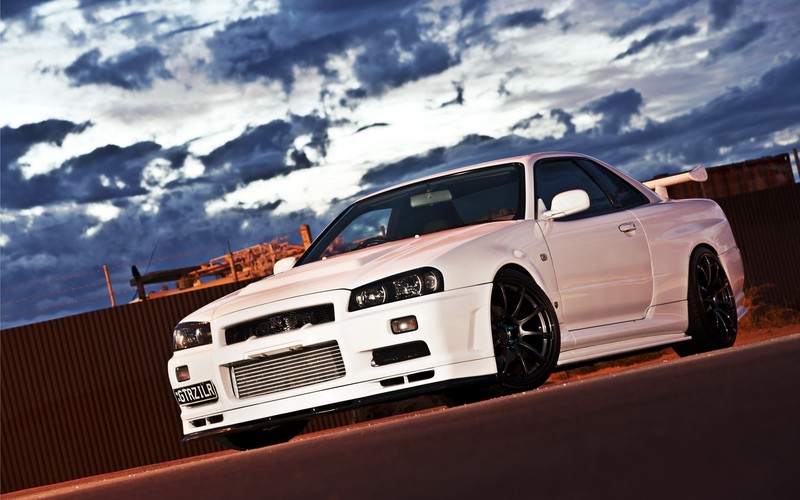 Nissan, car, racer, machine, white, Nissan Skyline GT-R R34, JDM