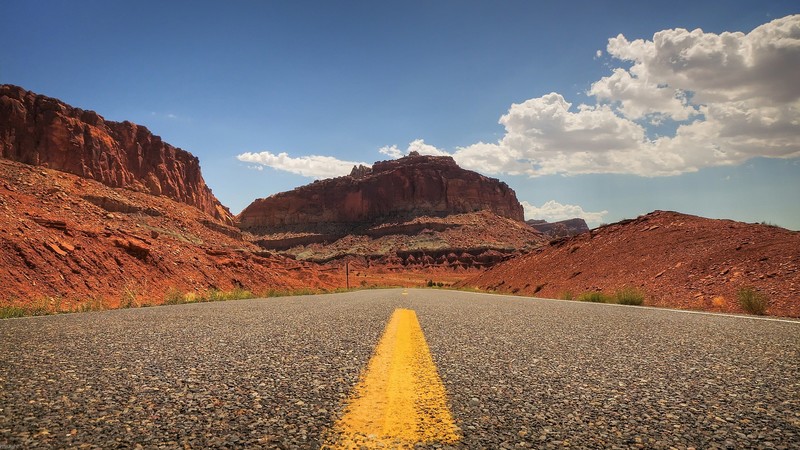 road, Arizona, clouds, landscape