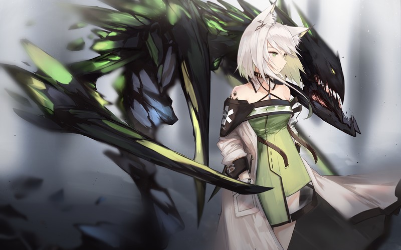 anime, 2D, digital art, artwork, animal ears, dress, Arknights, Kaltsit(Arknights)