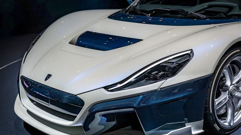 rimac, car, headlight, wheel, sports car, 4k