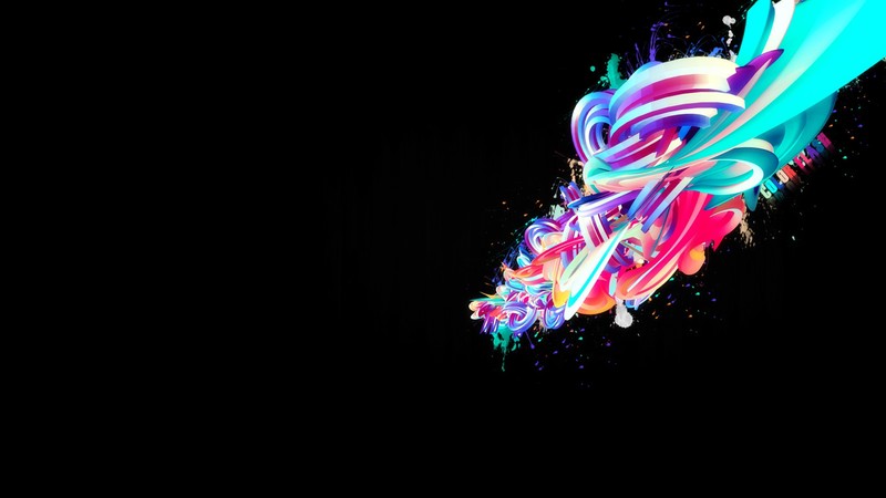 abstract, 3D Abstract, black background, colorful, digital art