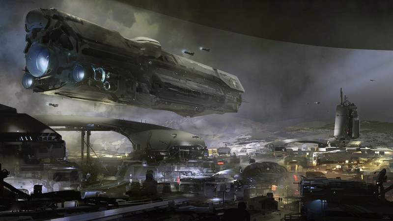 Halo, video game art, video games, spaceship, UNSC Infinity, digital art, futuristic city, science fiction, landscape
