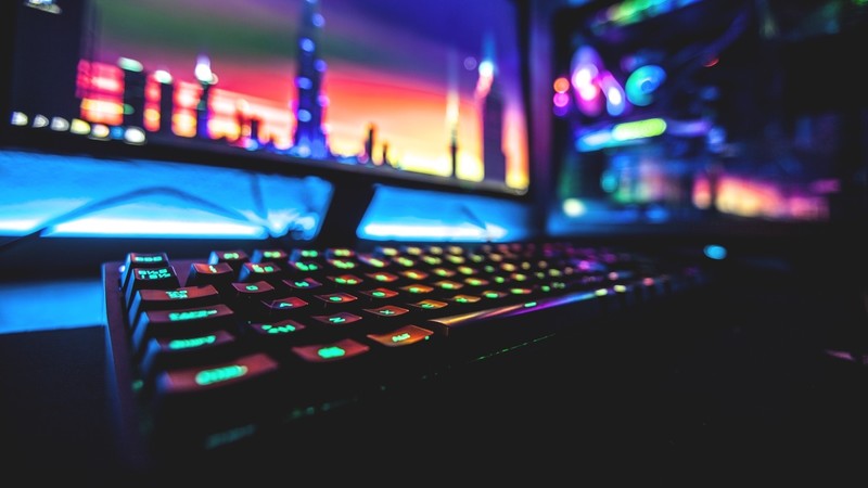 computer, keyboards, monitor