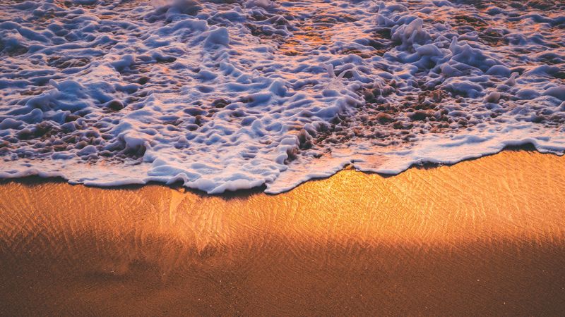 water, foam, surf, sand, 4k