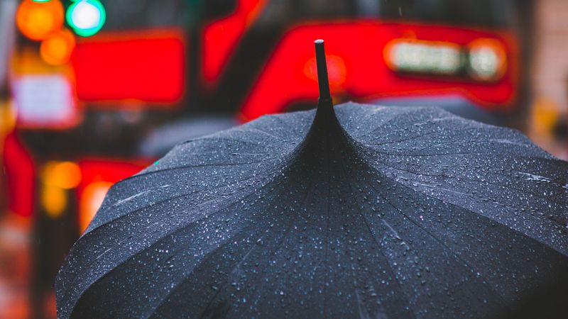 umbrella, rain, drops, blur, 4k