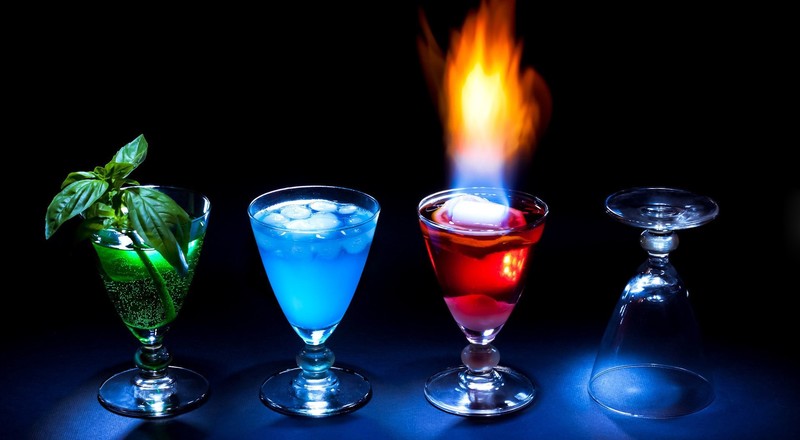 colorful, fire, drinking glass, cocktail, alcohol