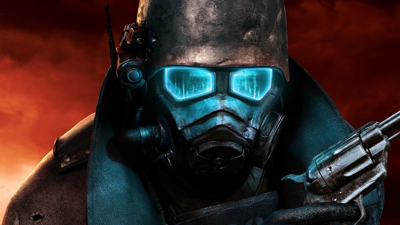 video games, science fiction, futuristic, apocalyptic, Fallout, Fallout: New Vegas, futuristic armor, gun, revolver, cyan, red, video game man