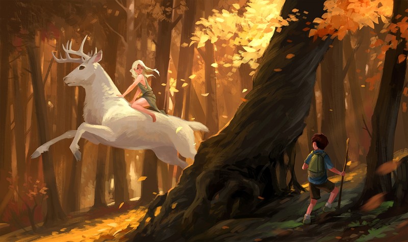 digital art, artwork, 2D, deer, giant