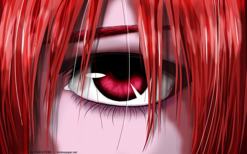 anime, Elfen Lied, Lucy (Elfen Lied), anime girls, eyes, red eyes