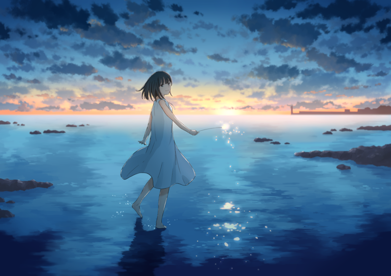 anime, 2D, artwork, digital art, landscape, sky, clouds