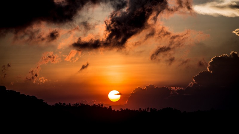 Sun, sunset, black, sky