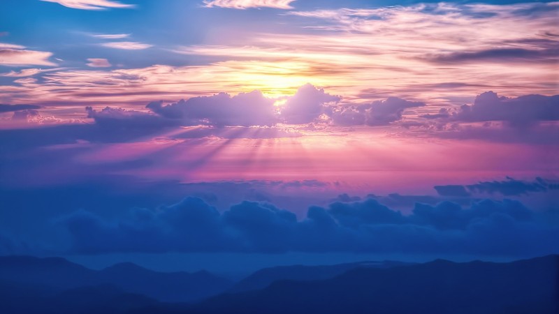 sun rays, clouds, sky, landscape, photography