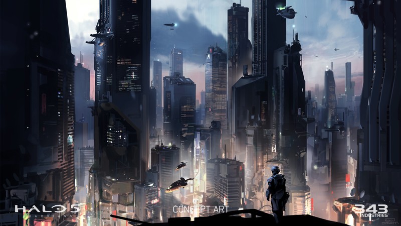 Halo 5: Guardians, city, skyscraper, aircraft