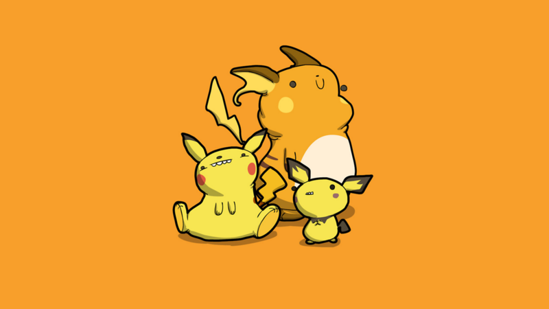 anime, video games, Pokémon, Pikachu, Pichu, Raichu, yellow