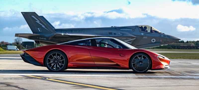 McLaren Speedtail, McLaren, F-35B Lightning II, Lockheed Martin, McLaren PP2, Top Gear, BBC, longtail, side view