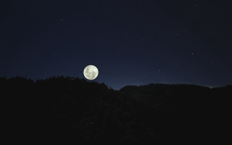 Moon, hills, dark, night