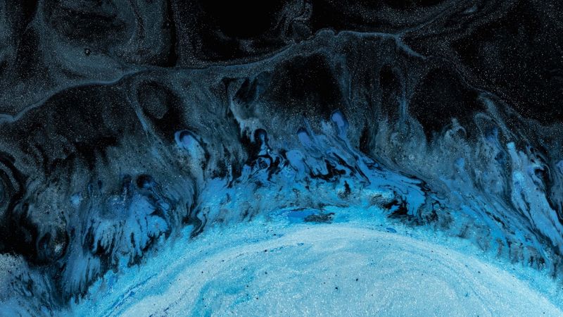 spots, paint, gloss, black, blue, 4k