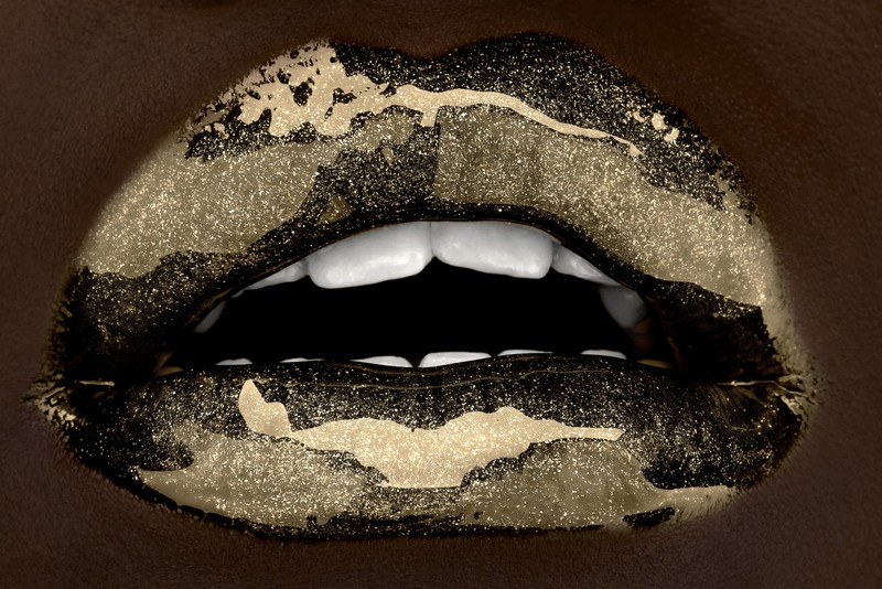 mouth, teeth, open mouth, gold, lips, glitter, closeup, colorful