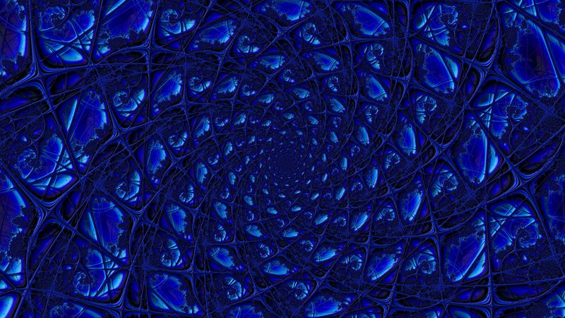 mesh, blue, rotation, fractal, shape, 4k