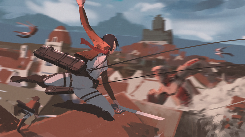 illustration, artwork, digital art, women, Shingeki no Kyojin, Mikasa Ackerman, anime