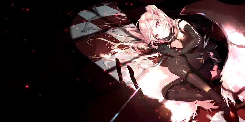 elbow gloves, feathers, gloves, long hair, thigh-highs, twintails, wings, thigh high socks