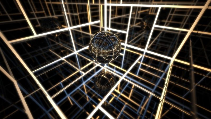 ball, glow, space, lines, 4k