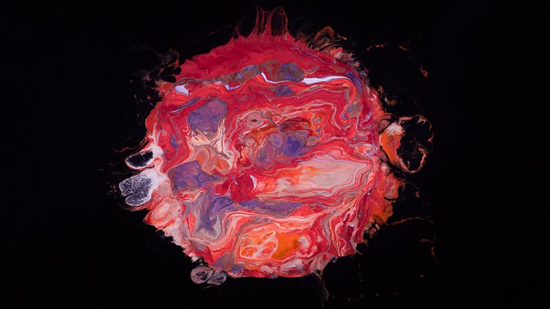 paint, red, spots, stains, 4k