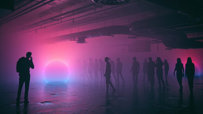 digital art, people, glowing