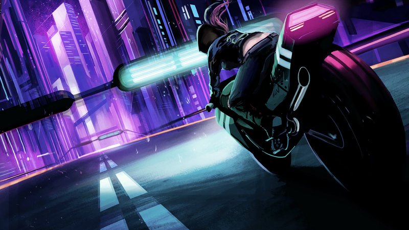 cyberpunk, bikes, helmet