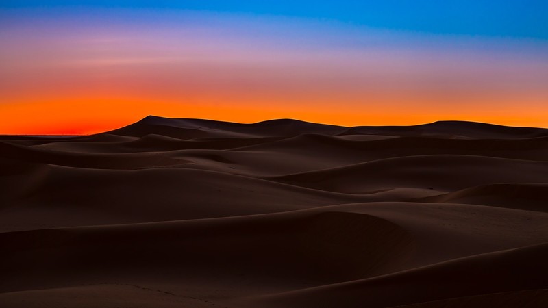 nature, landscape, sand, dunes, sky, sunset, clear sky, Sahara, desert, Algeria