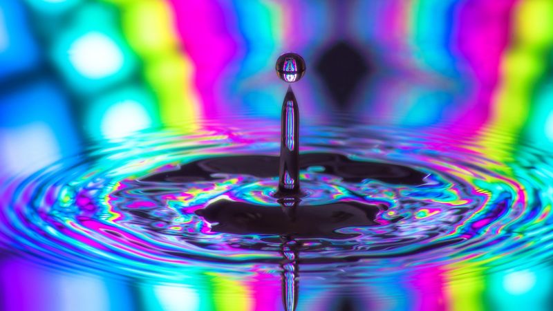 drop, circles, splash, colorful, 4k