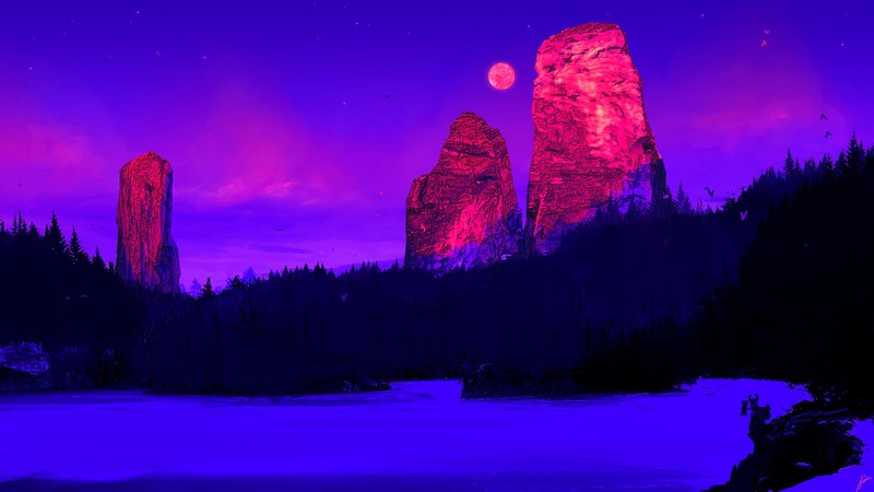 JoeyJazz, landscape, winter, fantasy art