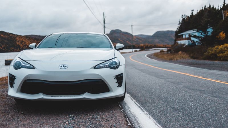 toyota, lights, road, white, 4k