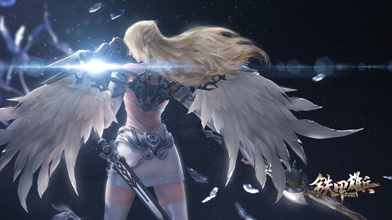 Blood of Steel, blonde, fantasy girl, long hair, wings
