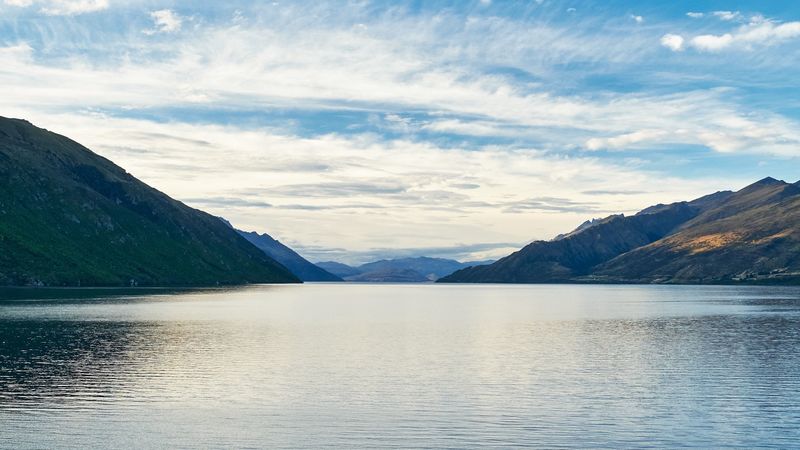 lake, water, mountains sky, landscape, new zealand, 4k
