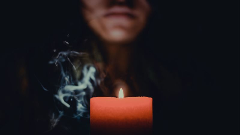 candle, lips, darkness, smoke, fire, wax, 4k