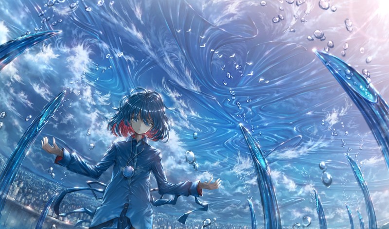 anime, anime girls, blue hair, fantasy girl