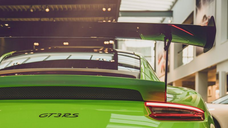 porsche 911 gt3 rs, porsche 911, porsche, green, rear view, 4k
