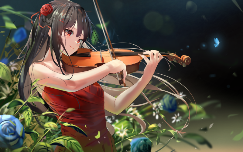 anime, anime girls, violin
