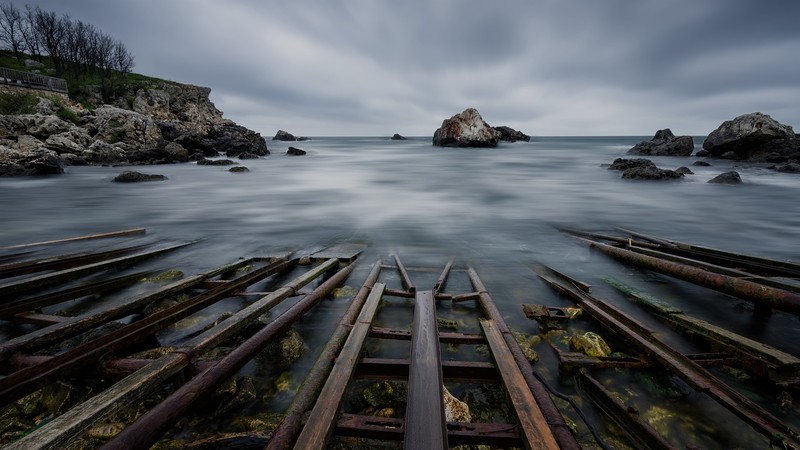 nature, landscape, rocks, clouds, Monsoon, trees, moss, long exposure, horizon, Bulgaria