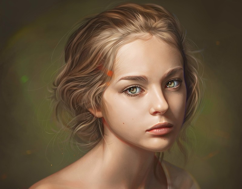 women, face, artwork, portrait, brunette