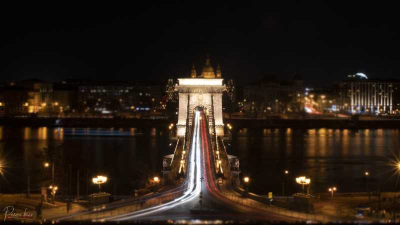 city, landscape, Budapest, Chain Bridge, water, Donau, bridge, night, lights, Hungary