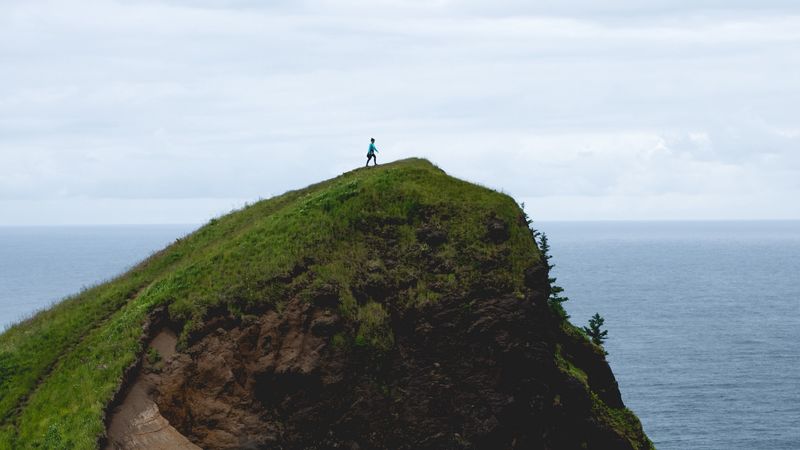mountain, sea, silhouette, hill, landscape, 4k