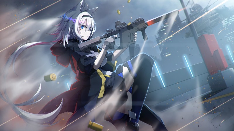 anime, anime girls, digital art, artwork, 2D, portrait, girls with guns