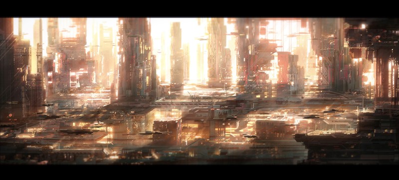 city, futuristic, futuristic city, digital art, science fiction, artwork