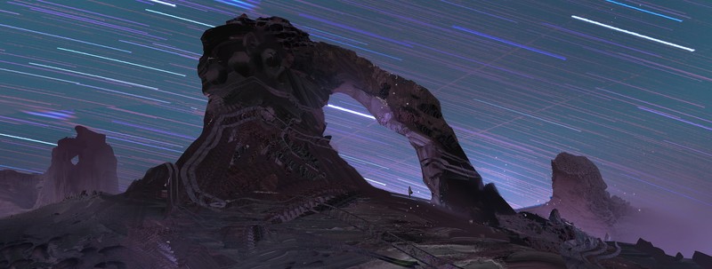 science fiction, starred sky, starry night